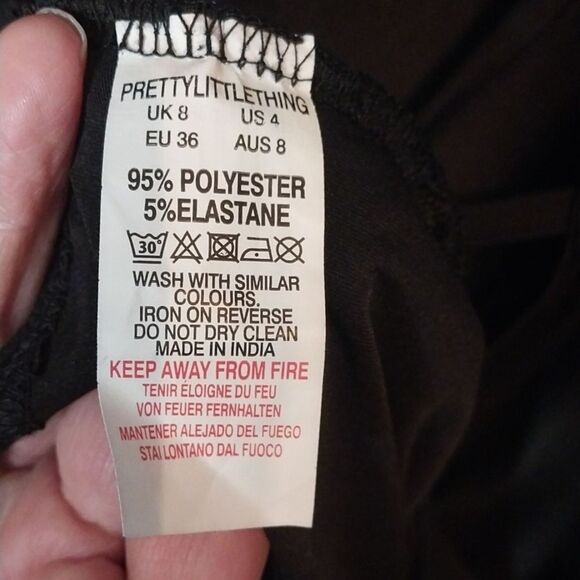 Pretty Little Thing Dress Black Whimsigoth Bodycon Maxi Stretchy Sexy Size 4 - Picture 7 of 7